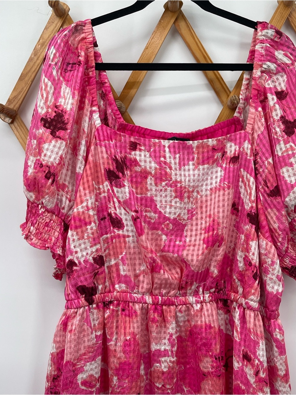 Lane Bryant Pink Floral Gingham Dress with Pockets! - Picture 2 of 11